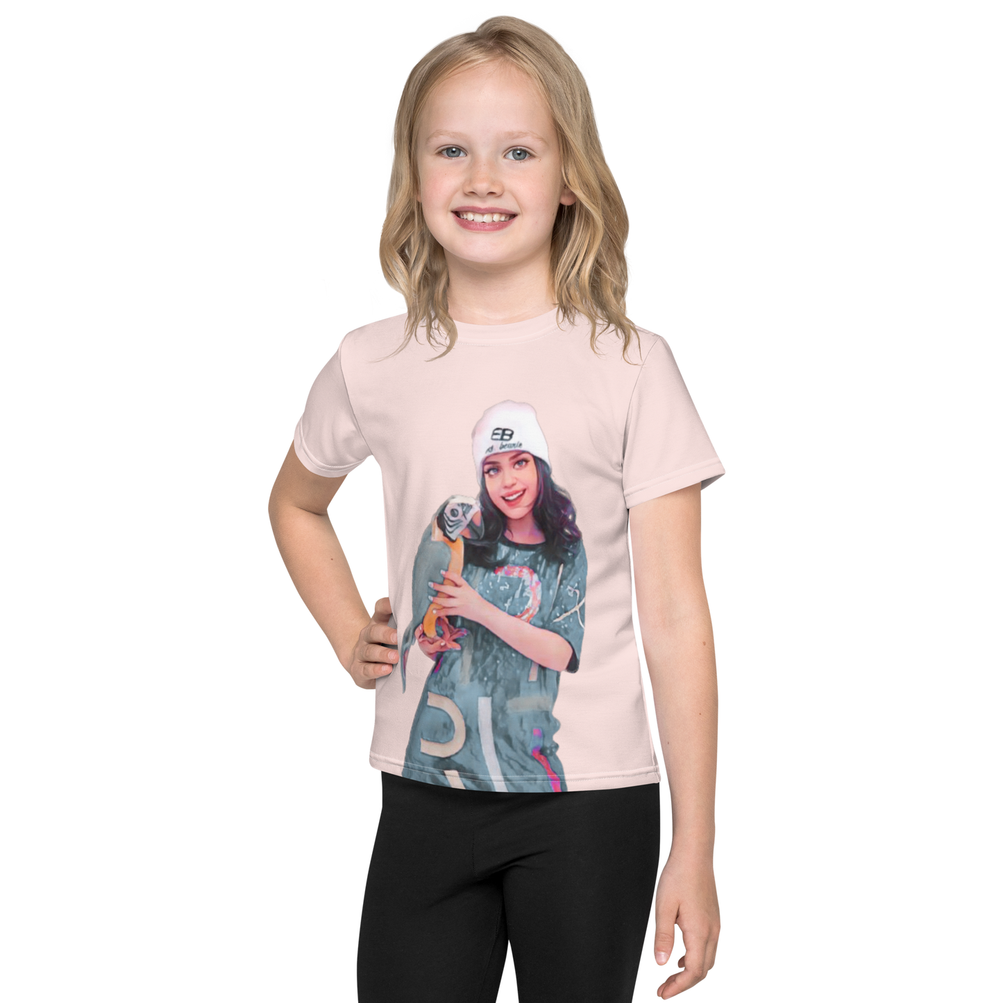 Ms. Beanie Cartoon Kids T-Shirt: Pink