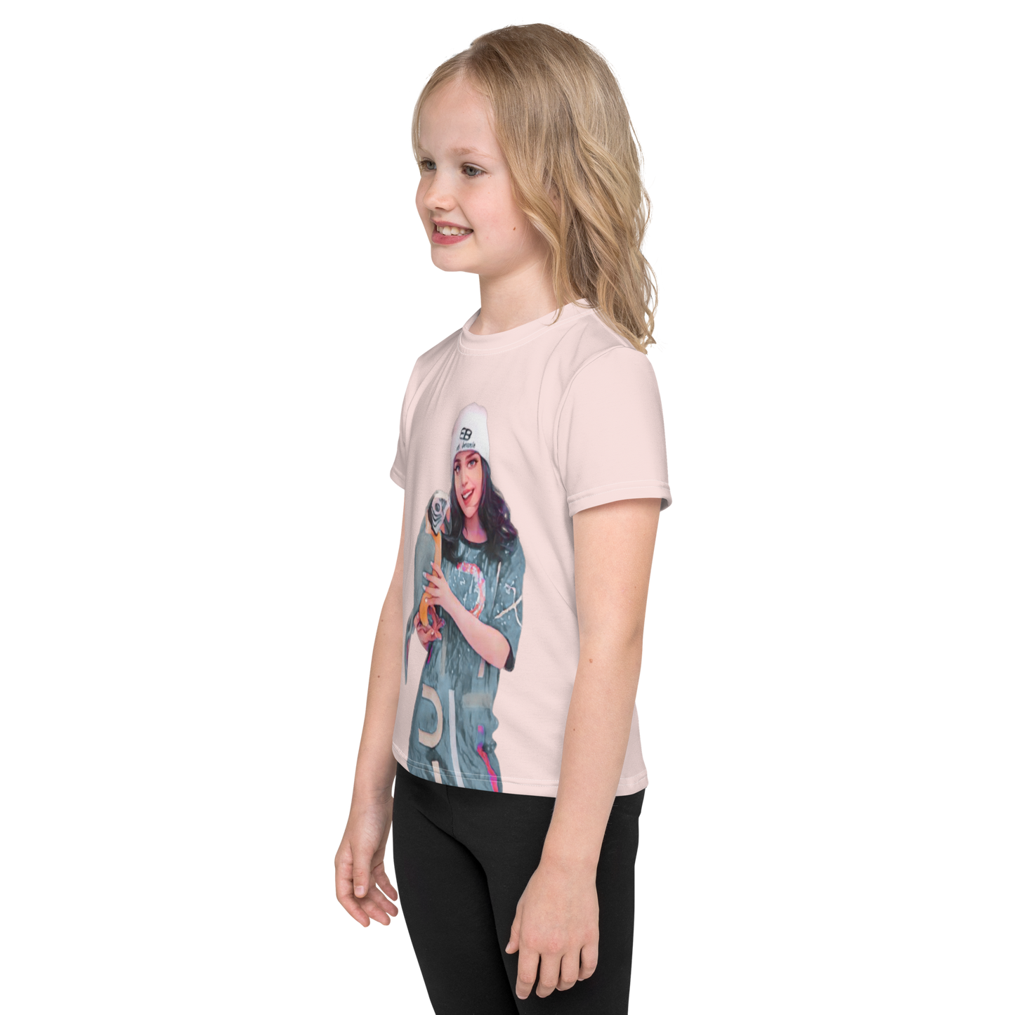 Ms. Beanie Cartoon Kids T-Shirt: Pink